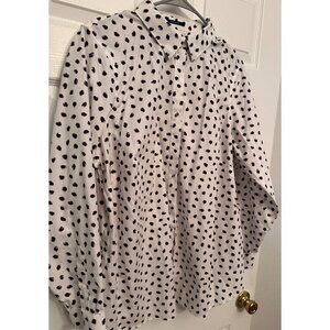 Lands End White with brown polka dots top size 18W